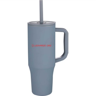 Erie 30oz Eco-Friendly Straw Tumbler<br><br>Grey with Red Imprint